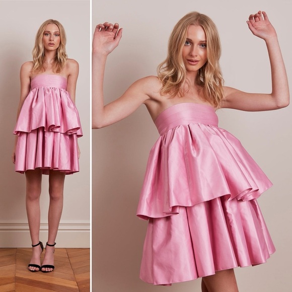 ROTATE by BIRGER CHRISTENSEN Carmina Tiered Ruffle Dress in Prism Pink Size 6 - Picture 14 of 16